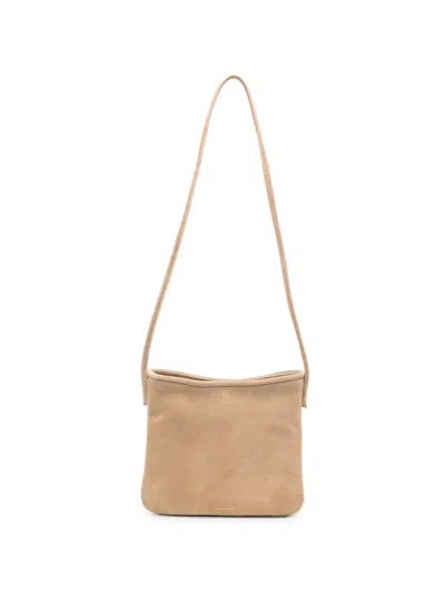 Manu Atelier Suede Shoulder Bag In Neutral