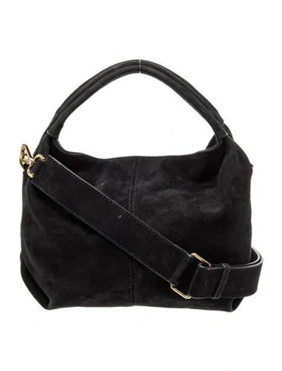 Pre-owned Manu Atelier Suede Top Handle Bag In Black