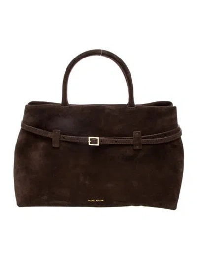 Pre-owned Manu Atelier Suede Top Handle Bag In Brown