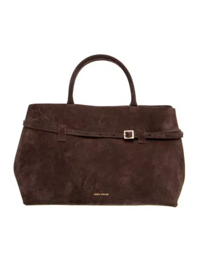 Pre-owned Manu Atelier Suede Top Handle Bag In Brown