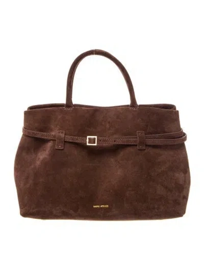 Pre-owned Manu Atelier Suede Top Handle Bag In Brown