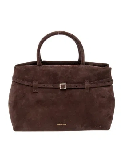 Pre-owned Manu Atelier Suede Top Handle Bag In Brown