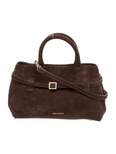 Pre-owned Manu Atelier Suede Top Handle Bag In Brown