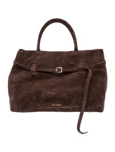 Pre-owned Manu Atelier Suede Top Handle Bag In Brown