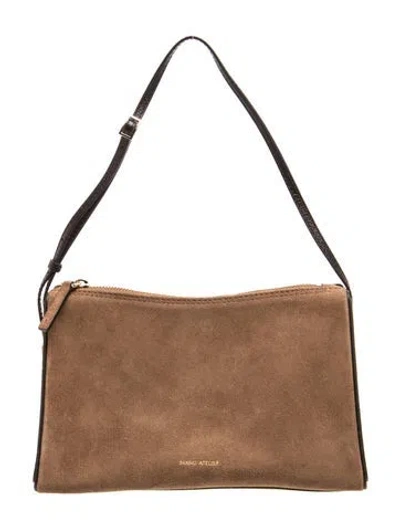 Pre-owned Manu Atelier Suede Top Handle Bag In Brown
