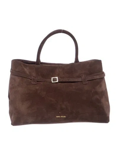 Pre-owned Manu Atelier Suede Top Handle Bag In Brown