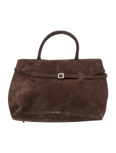 Pre-owned Manu Atelier Suede Top Handle Bag In Brown