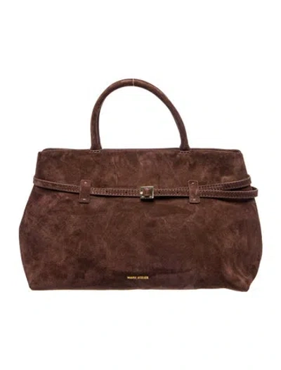 Pre-owned Manu Atelier Suede Top Handle Bag In Brown