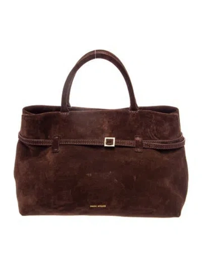 Pre-owned Manu Atelier Suede Top Handle Bag In Brown