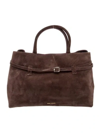 Pre-owned Manu Atelier Suede Top Handle Bag In Brown