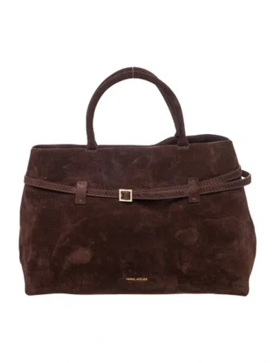 Pre-owned Manu Atelier Suede Top Handle Bag In Brown