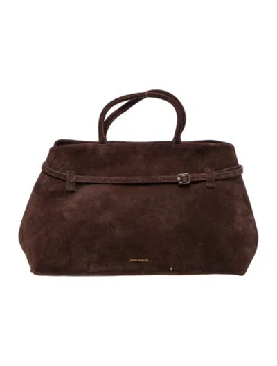 Pre-owned Manu Atelier Suede Top Handle Bag In Brown