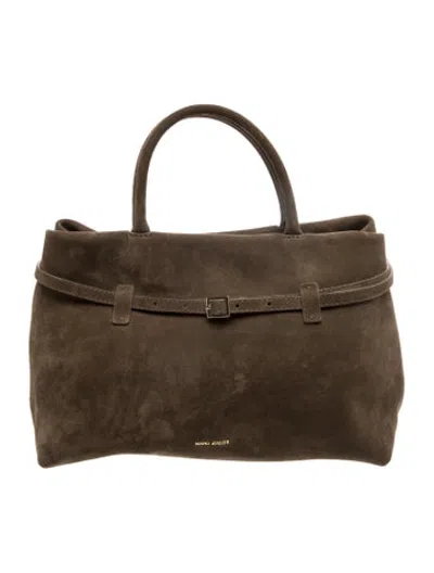 Pre-owned Manu Atelier Suede Top Handle Bag In Neutrals