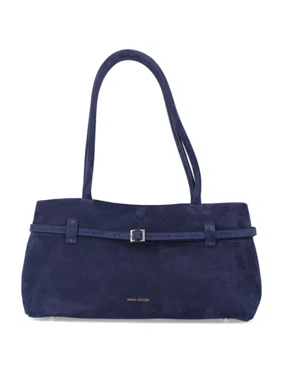 Manu Atelier Suede Tote Bag In Blu