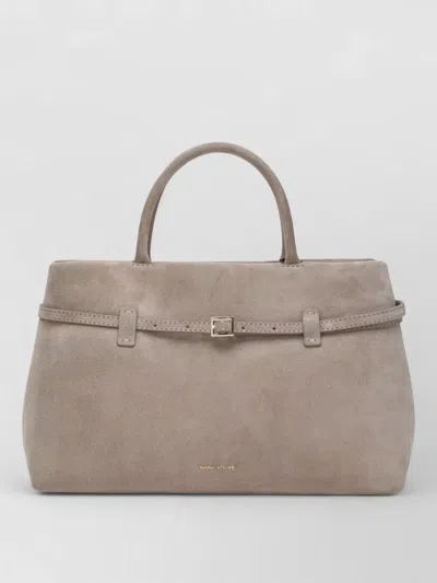 Manu Atelier Suede Tote Bag Structured Handle Buckle