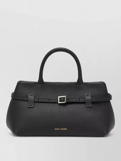 Manu Atelier Textured Tote Bag Leather Top Handle