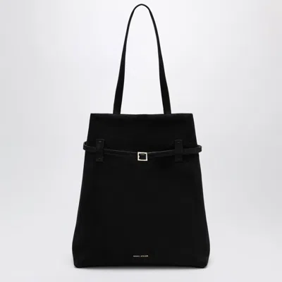 Manu Atelier Suede Tote Bag Adjustable Shoulder Strap In Black
