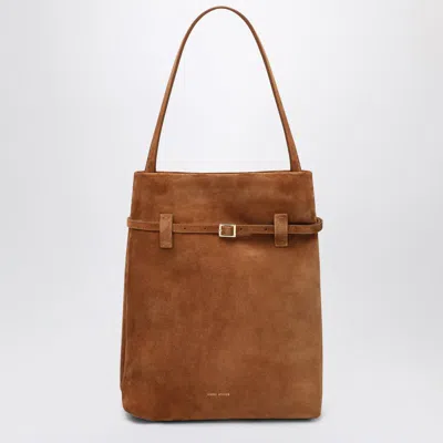 Manu Atelier Tote Du Jour Camel Suede Tote Bag In Beige