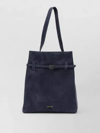 Manu Atelier Tote Du Jour Medium Suede Shoulder Bag In Blue