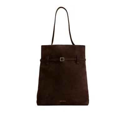 Manu Atelier Tote Du Jour Suede Buckle-fastening Tote Bag In Brown