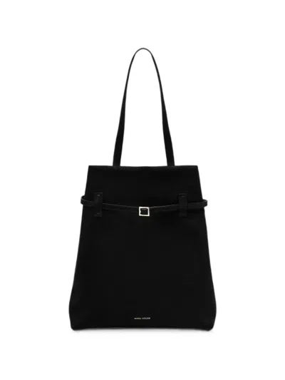 Manu Atelier Suede Tote Bag Adjustable Shoulder Strap In Black