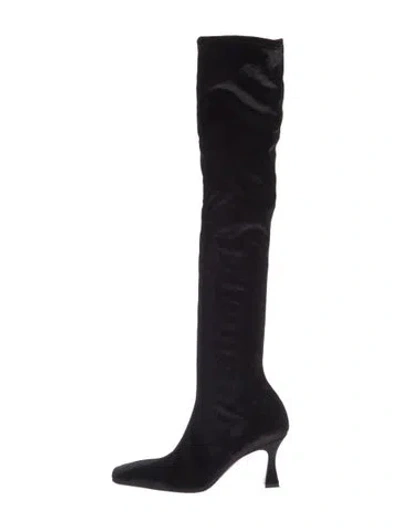 Pre-owned Manu Atelier Velvet Sock Boots In Black