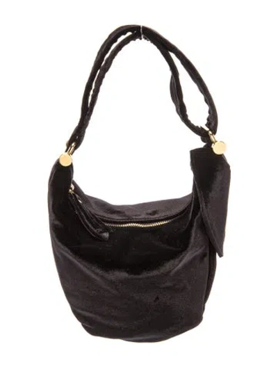 Pre-owned Manu Atelier Velvet Top Handle Bag In Black