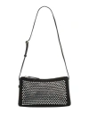 Manu Atelier Crystal-embellished Suede Shoulder Bag In Black
