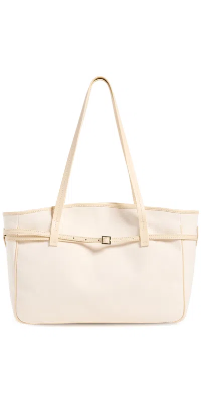 Manu Atelier Xl Du Jour Canvas And Soft Calf Leather Tote Vanilla