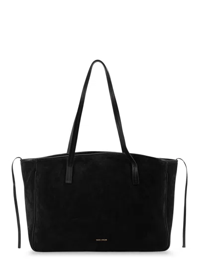 Manu Atelier Xl Du Jour Suede Shoulder Bag In Black