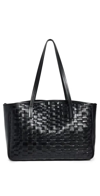 Manu Atelier Xl Du Jour Woven Leather Bag Black