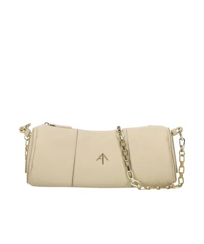 Manu Atelier Zipper Shoulder Bag In Nude