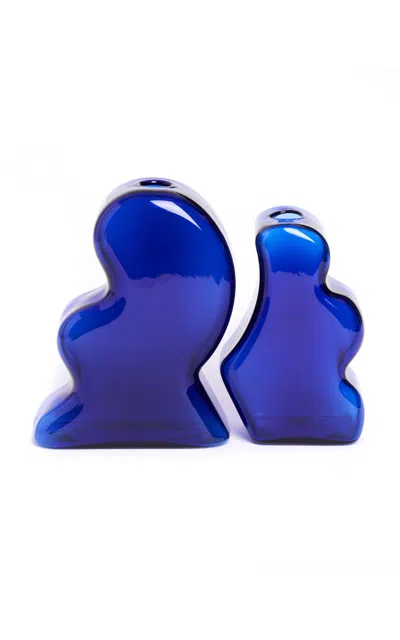 Manu Nanu Interlocking Vase; Cobalt Blue