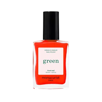 Manucurist Green Nail Polish, Quick Dry, Non-toxic Nail Polish With Gel-like Finish - Coral Reef (a Reddish Ora In Transparent
