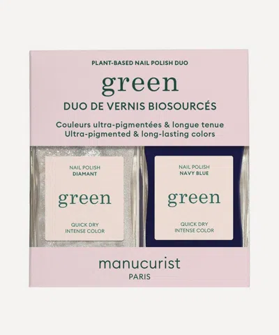 Manucurist Green Navy Blue And Diamant Nail Polish Duo
