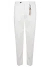 Manuel Ritz Micro-texture Slim-fit Trousers In White