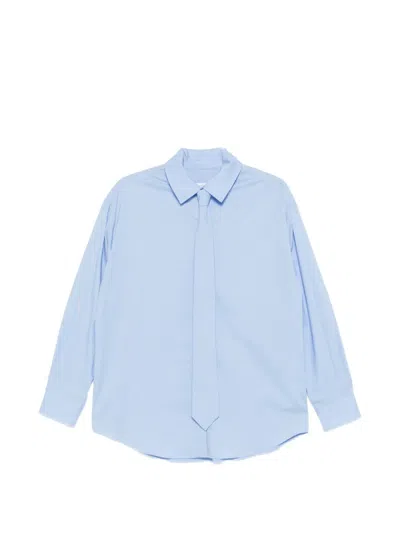 Manuel Ritz Cotton Tie-detail Shirt In Blue