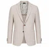 Manuel Ritz Beige Herringbone Half Lined Linen Blazer In Multi