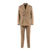 Manuel Ritz Beige Natural Stretch Wool Pinstripe Double-breasted Suit In Blue