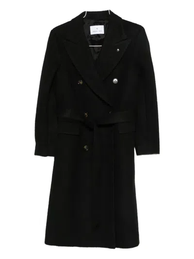 Manuel Ritz Belted Double-breasted Coat In Black