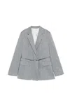 Manuel Ritz Belted Lapel-collar Jacket In Gray