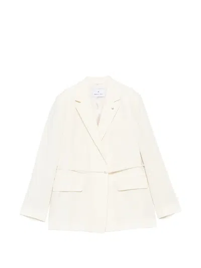 Manuel Ritz Belted Notch-lapels Jacket In White