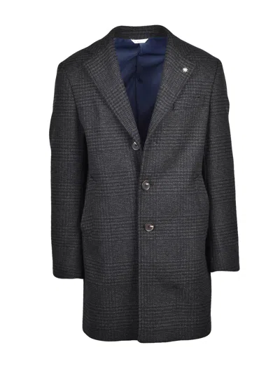 Manuel Ritz Black/green Checkered Wool-blend Buttoned Coat