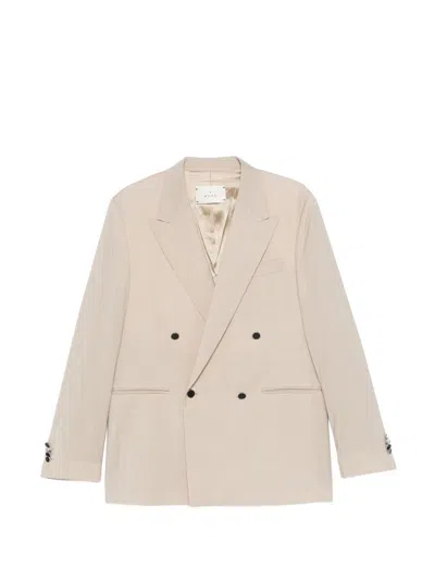 MANUEL RITZ Double-breasted blazer in beige stretch wool with contrasting buttons MANUEL RITZ