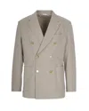 Manuel Ritz Beige Double-breasted Jacket In Gray