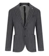 Manuel Ritz Blue Pinstripe Jacket In Blue