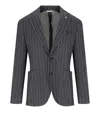Manuel Ritz Blue Pinstripe Jacket In Blue