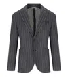 Manuel Ritz Blue Pinstripe Jacket In Gray