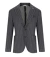 Manuel Ritz Blue Pinstripe Jacket In Gray