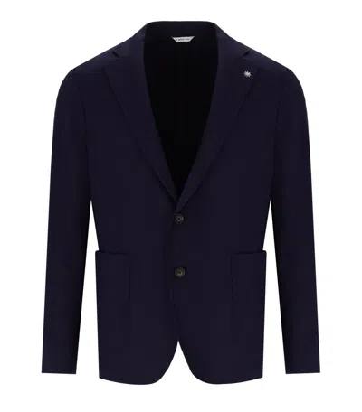 Manuel Ritz Melange Blue Single Breasted Jacket